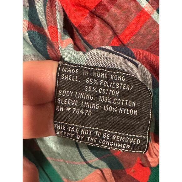 VTG 1980s Field /Stream Gordon Ferguson Jacket Large Lightweight Green Red Plaid - Picture 2 of 6